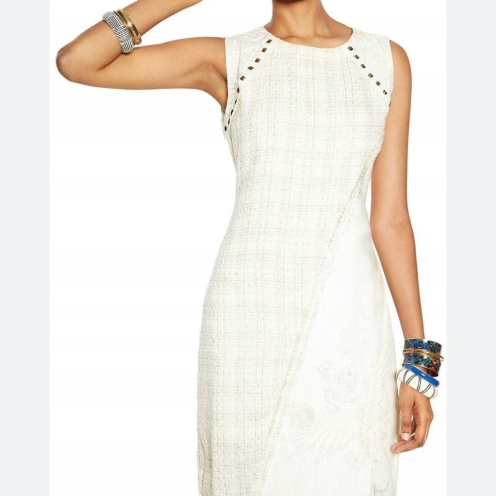 Desigual Cream Sheath Midi Dress for Wedding Guests